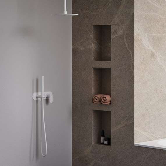 Смеситель для душа Ravak 2 потребителя Eleganta EL 065.10WV.O2+S X070263, белый вельвет - фото 