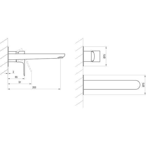 Смеситель для раковины настенный Ravak Eleganta EL 019.20BLM.O1 X070292, чёрный матовый - фото 3