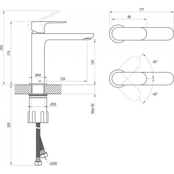 Смеситель для раковины Ravak Eleganta EL 012.20GB X070327, чёрный матовый - фото 3