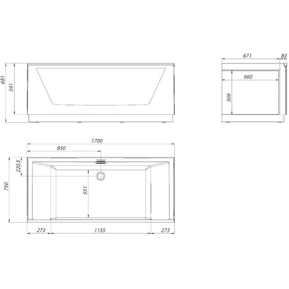 Ванна отдельностоящая Aima Neo 170x75 см (стекло серое матовое) - фото, картинка 6 Ванна отдельностоящая Aima Neo 170x75 см (стекло серое матовое) - фото 6