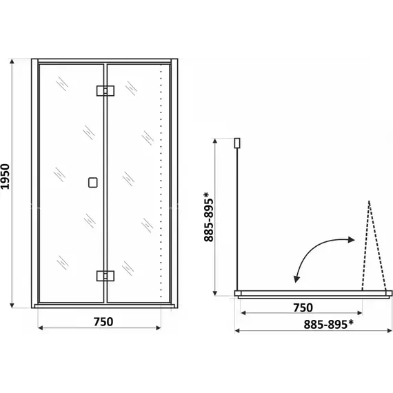 Душевое ограждение CeruttiSpa 90х90 см BELLA ZQD91B, чёрный/прозрачное - фото 3