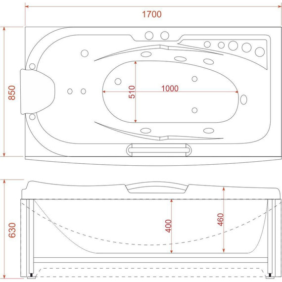 Ванна гидромассажная EvaGold 170x85 см OLB-801 - фото 5