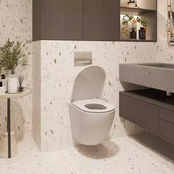 Унитаз подвесной безободковый Veconi Tondo Tornado VCN1-52T (Система смыва торнадо) с крышкой микролифт - фото 4