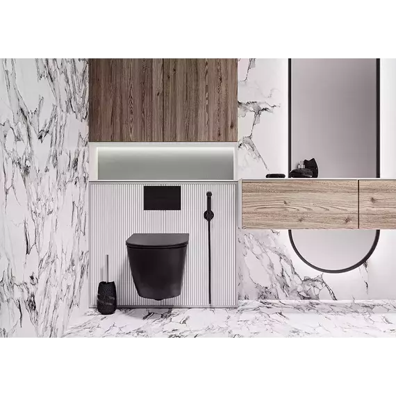 Унитаз подвесной безободковый Veconi Moro VMO-48TB (Система смыва торнадо) с крышкой микролифт, чёрный, Цвет производителя: чёрный - фото 3