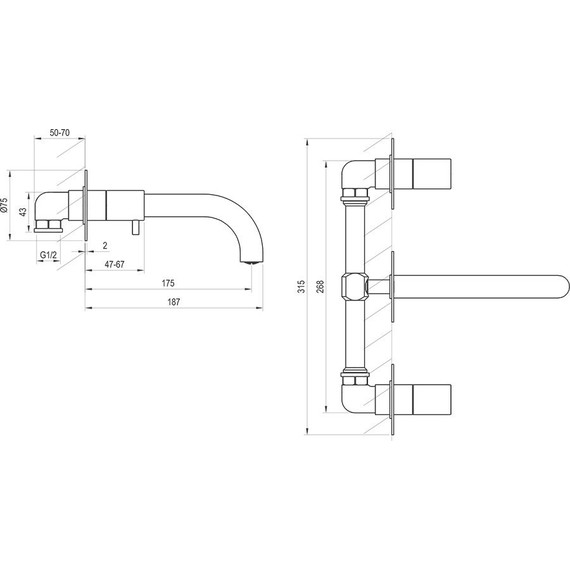Смеситель для раковины настенный Ravak Espirit ES 021.00CR.O1 X070197 (со скрытой частью) - фото 4