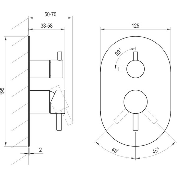 Смеситель для ванны Ravak 2 потребителя Espirit ES 065.20BLM.O2 X070288, чёрный матовый - фото 4