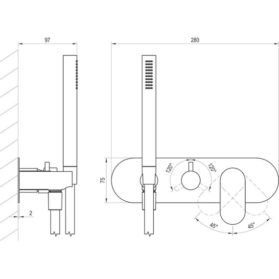 Смеситель для душа Ravak 3 потребителя Eleganta EL 068.20BLM.O3+S X070296, чёрный матовый - фото 3