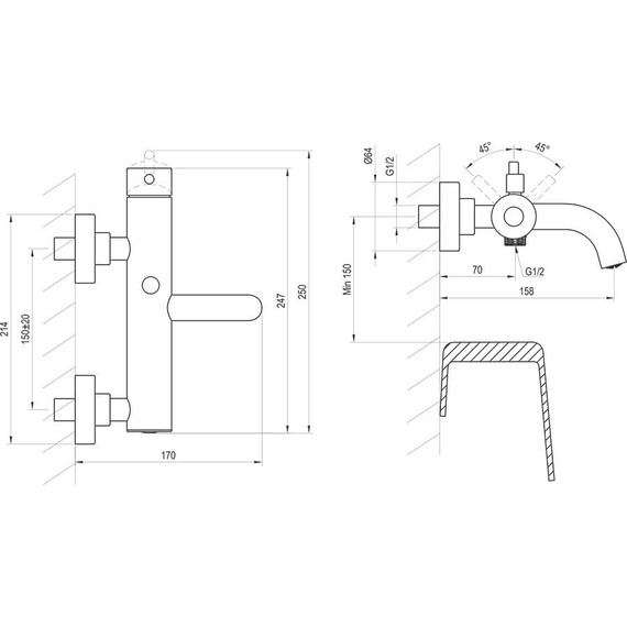 Смеситель для ванны Ravak Espirit ES 022.20GB X070316, графит матовый - фото 3