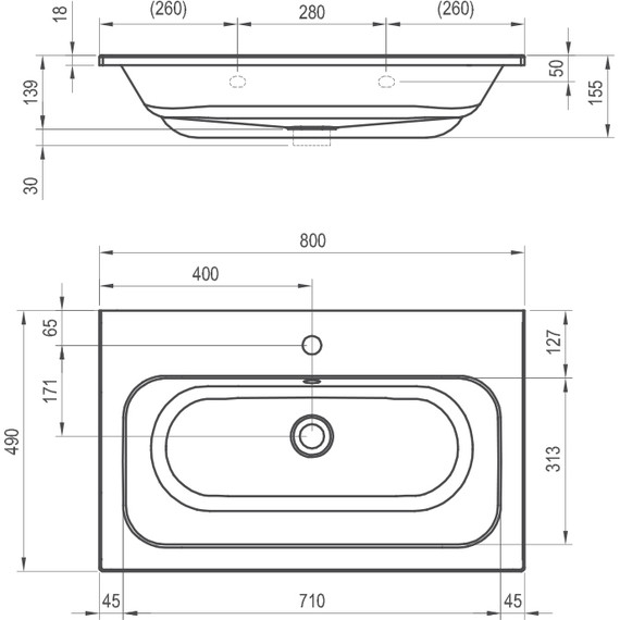 Умывальник Ravak CHROME SLIM 80 см XJG01180001 - фото 4