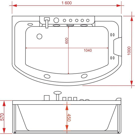 Ванна гидромассажная EvaGold 160x100 см OLB-842R - фото 4