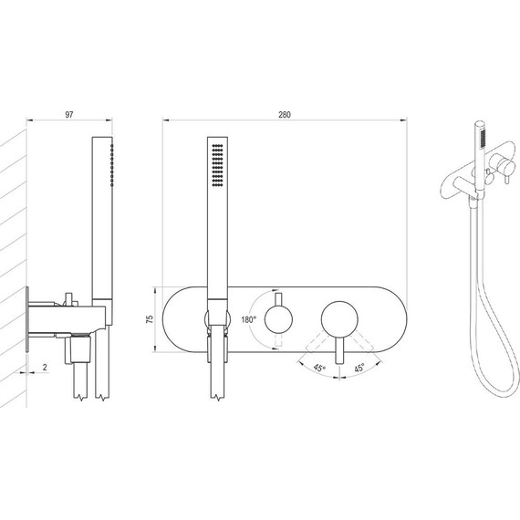 Смеситель для душа Ravak 2 потребителя Espirit ES 065.00CR.O2+S X070207 - фото 5