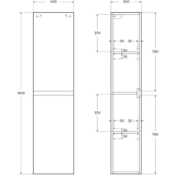 Пенал подвесной Cezares 40 см MOLVENO-1600-2A-SC-ANTR, антрацит - фото 5