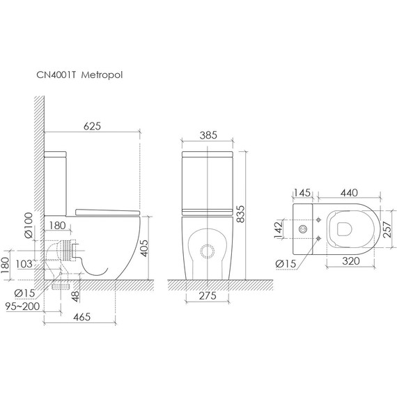 Унитаз-компакт Ceramicanova Metropol CN4001TMB с тонкой крышкой микролифт (система смыва Торнадо) чёрный матовый - фото 14
