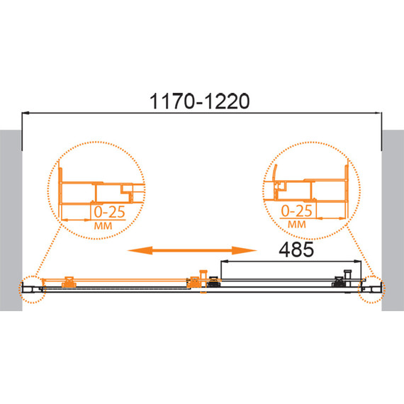 Душевая дверь Cezares 120 см MOLVENO-BF-1-120-P-BORO, брашированное золото/матовое - фото 7