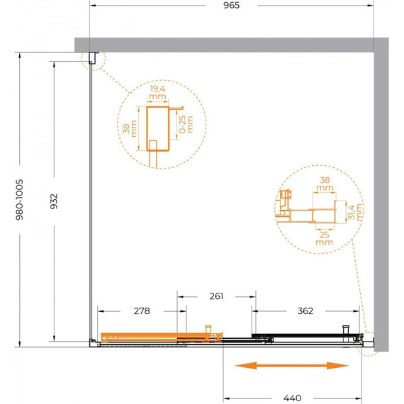 Душевое ограждение Cezares 100x100 см MOLVENO-AF-31-100-C-CR-IV, хром/прозрачное - фото 7