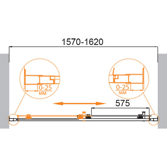 Душевая дверь Cezares 160 см MOLVENO-BF-1-160-C-GM-IV, оружейная сталь/прозрачное - фото 6