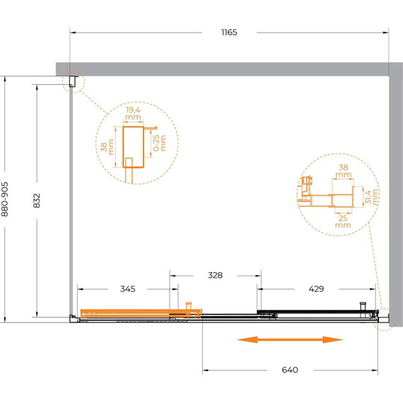 Душевое ограждение Cezares 120x90 см MOLVENO-AHF-31-120/90-C-CR-IV, хром/прозрачное - фото 7