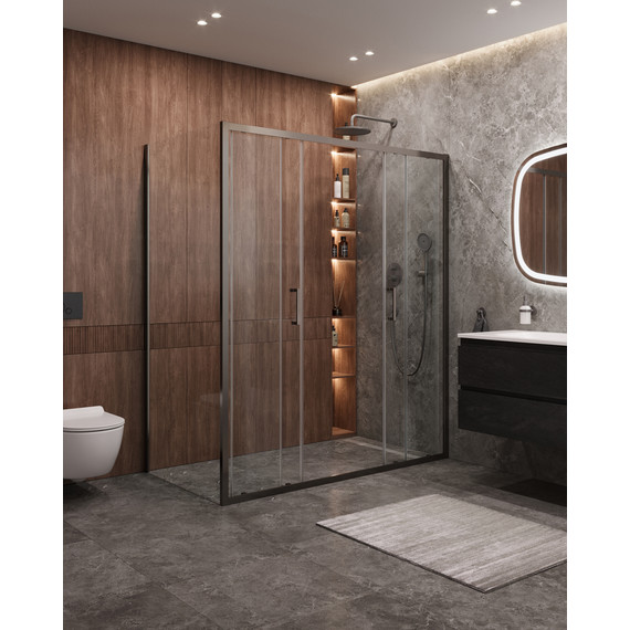 Душевое ограждение Cezares 170x90 см MOLVENO-AH-2/1-170/90-C-GM-IV, оружейная сталь/прозрачное - фото 2