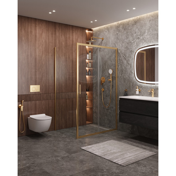 Душевое ограждение Cezares 120x90 см MOLVENO-AH-11-120/90-C-BORO-IV, брашированное золото/прозрачное - фото 