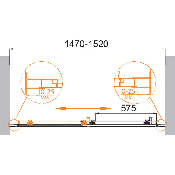 Душевая дверь Cezares 150 см MOLVENO-BF-1-150-C-GM-IV, оружейная сталь/прозрачное - фото 6