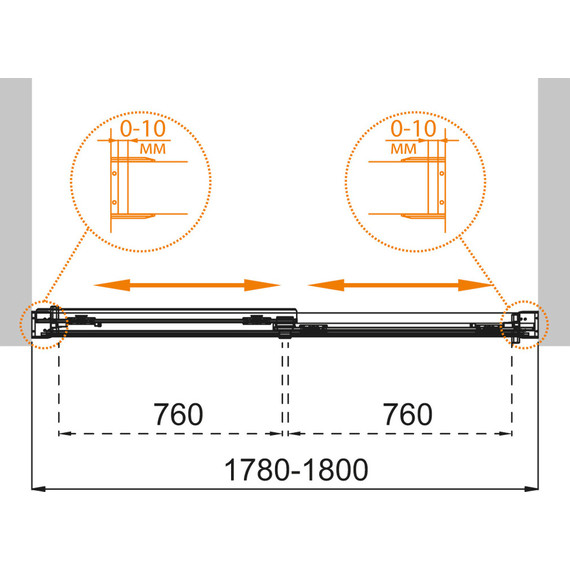 Шторка для ванны Cezares 180 см TANDEM-SOFT-VF-2-180/145-C-BORO-IV, брашированное золото/прозрачное - фото 8