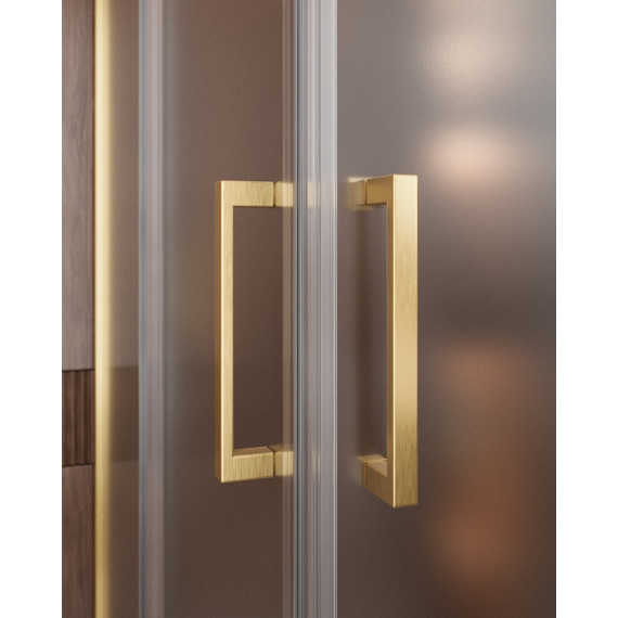 Душевое ограждение Cezares 110x110 см MOLVENO-A-22-90+20-P-BORO, брашированное золото/матовое - фото 3