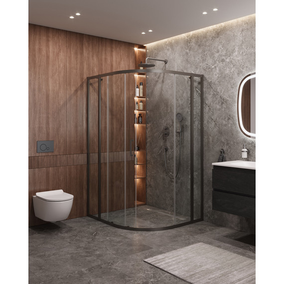 Душевое ограждение Cezares 120x110 см MOLVENO-RH-11-120/110-C-GM-IV, оружейная сталь/прозрачное - фото 2