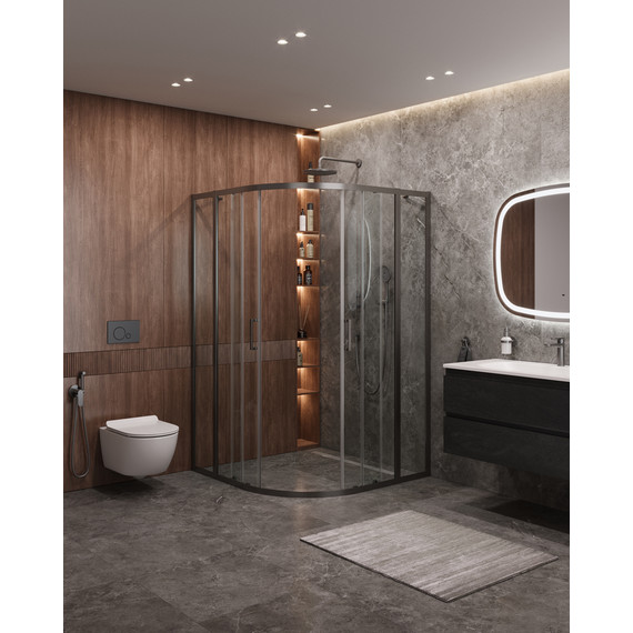 Душевое ограждение Cezares 110x110 см MOLVENO-R-22-90+20-C-GM-IV, оружейная сталь/прозрачное - фото 2