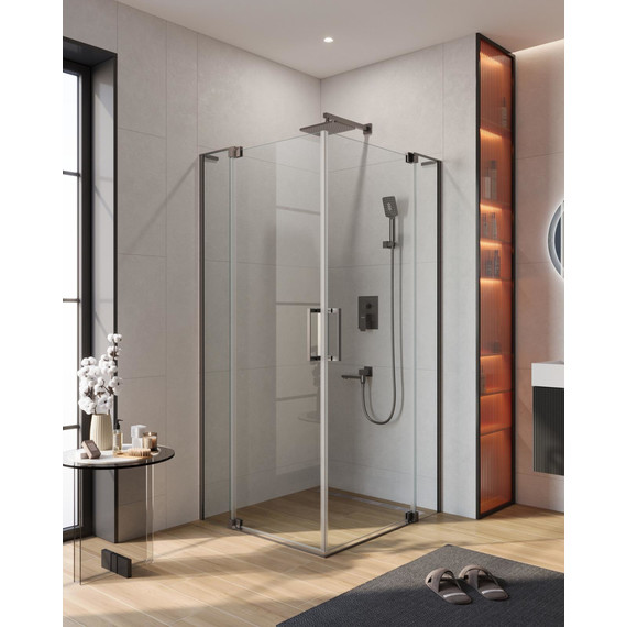 Душевое ограждение Cezares 90x100 см SLIDER-AH-2-90/100-100/110-C-GM, оружейная сталь/прозрачное - фото 
