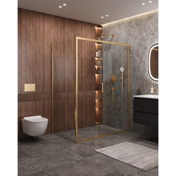 Душевое ограждение Cezares 150x90 см MOLVENO-AH-11-150/90-C-BORO-IV, брашированное золото/прозрачное - фото 2