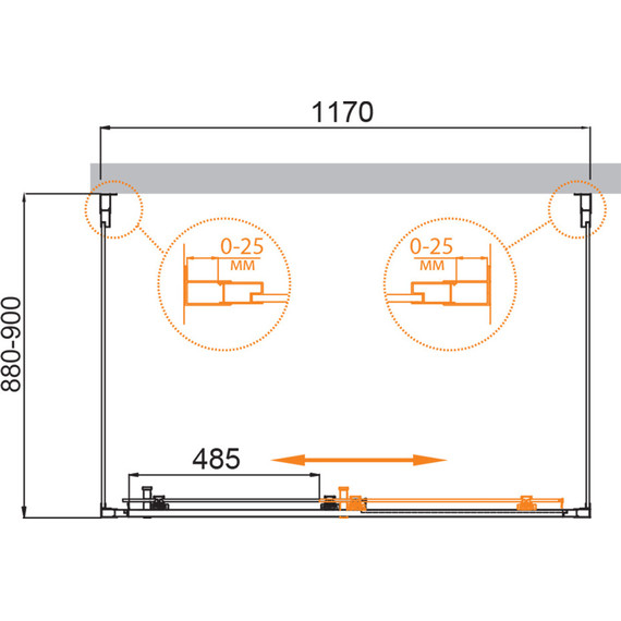 Душевое ограждение Cezares 120x90 см MOLVENO-AH-12-120/90-C-BORO-IV, брашированное золото/прозрачное - фото 6