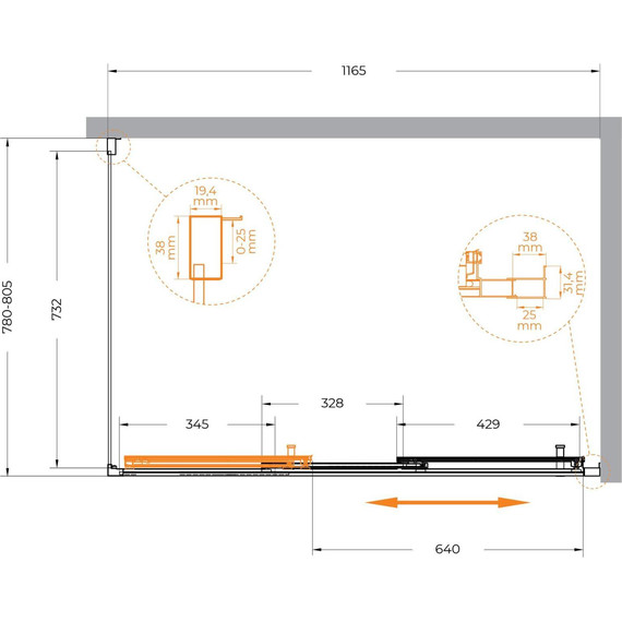 Душевое ограждение Cezares 120x80 см MOLVENO-AHF-31-120/80-C-CR-IV, хром/прозрачное - фото 7