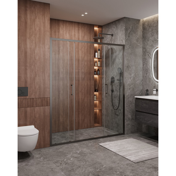 Душевая дверь Cezares 170 см MOLVENO-BF-2-170-C-GM-IV, оружейная сталь/прозрачное - фото 2