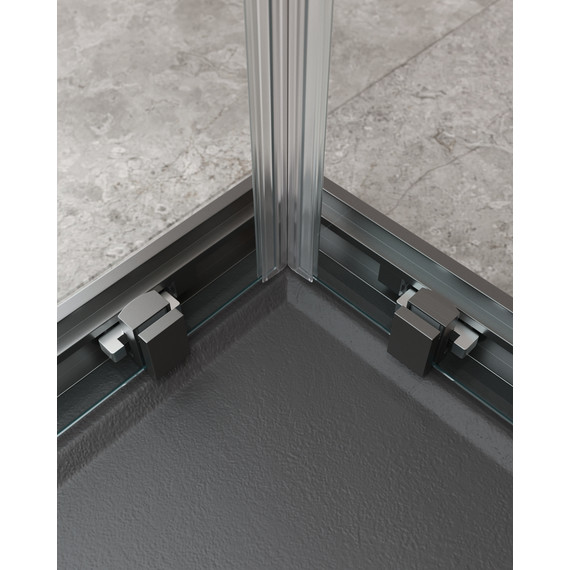 Душевое ограждение Cezares 120x120 см MOLVENO-A-22-100+20-C-GM-IV, оружейная сталь/прозрачное - фото 5