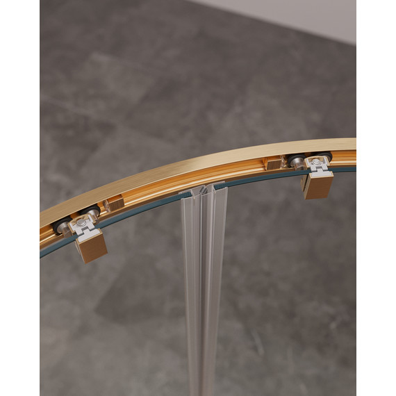 Душевое ограждение Cezares 130x100 см MOLVENO-RH-2-130/100-C-BORO-IV, брашированное золото/прозрачное - фото 4