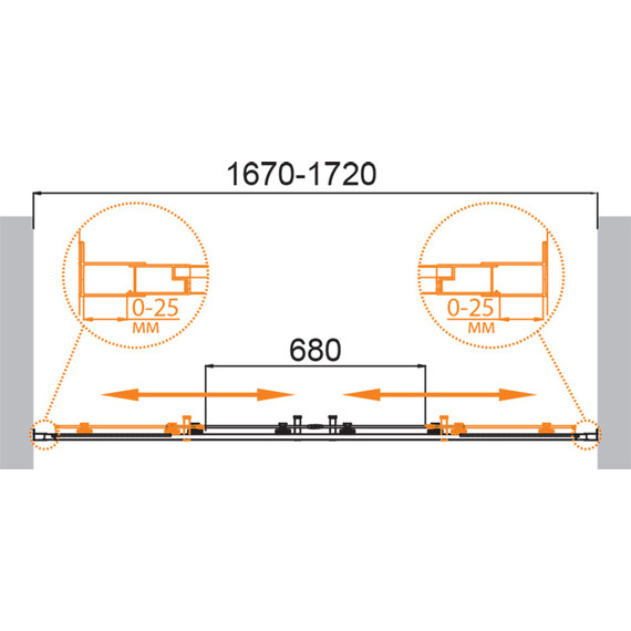 Душевая дверь Cezares 170 см MOLVENO-BF-2-170-C-GM-IV, оружейная сталь/прозрачное - фото 6