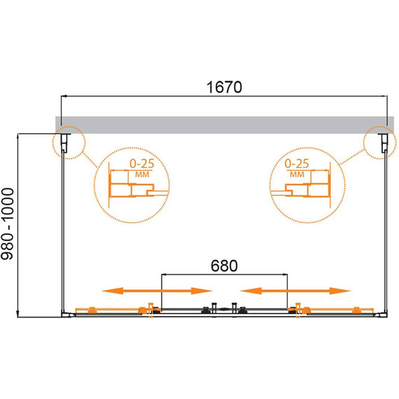 Душевое ограждение Cezares 170x100 см MOLVENO-AH-2/2-170/100-C-Cr-IV, хром/прозрачное - фото 6