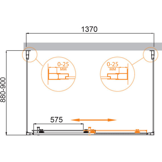 Душевое ограждение Cezares 140x90 см MOLVENO-AH-12-140/90-C-BORO-IV, брашированное золото/прозрачное - фото 6