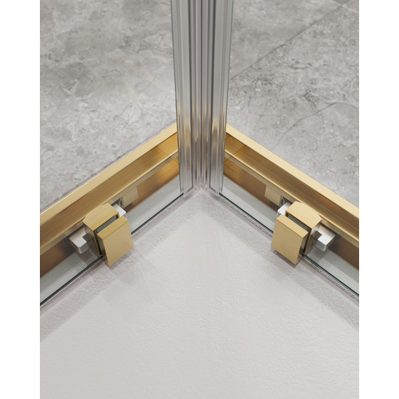 Душевое ограждение Cezares 120x90 см MOLVENO-AH-21-90+30-C-BORO-IV, брашированное золото/прозрачное - фото 5