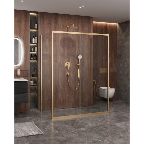Душевое ограждение Cezares 140x90 см MOLVENO-AH-12-140/90-C-BORO-IV, брашированное золото/прозрачное - фото 2