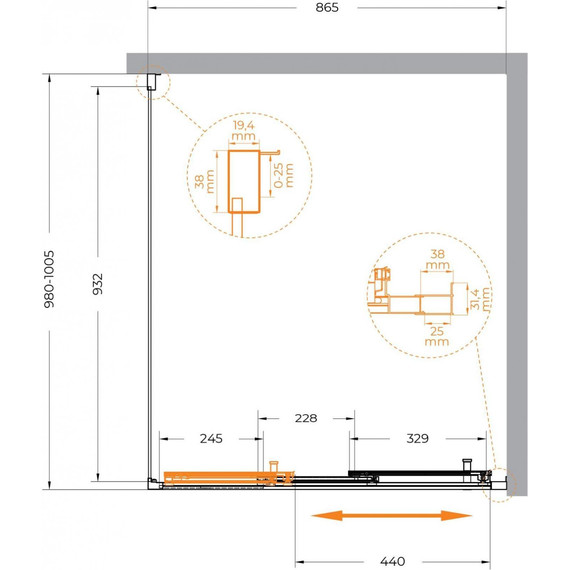 Душевое ограждение Cezares 90x100 см MOLVENO-AHF-31-90/100-C-CR-IV, хром/прозрачное - фото 7
