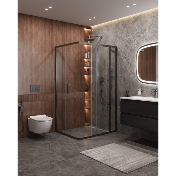Душевое ограждение Cezares 120x90 см MOLVENO-AH-21-90+30-C-GM-IV, оружейная сталь/прозрачное - фото 2