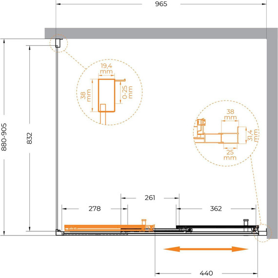 Душевое ограждение Cezares 100x90 см MOLVENO-AHF-31-100/90-C-GM-IV, оружейная сталь/прозрачное - фото 7