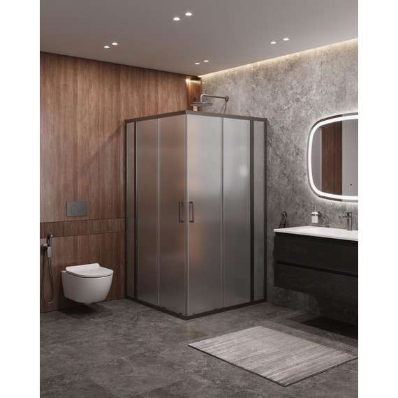 Душевое ограждение Cezares 110x110 см MOLVENO-A-22-90+20-P-GM, оружейная сталь/матовое - фото 