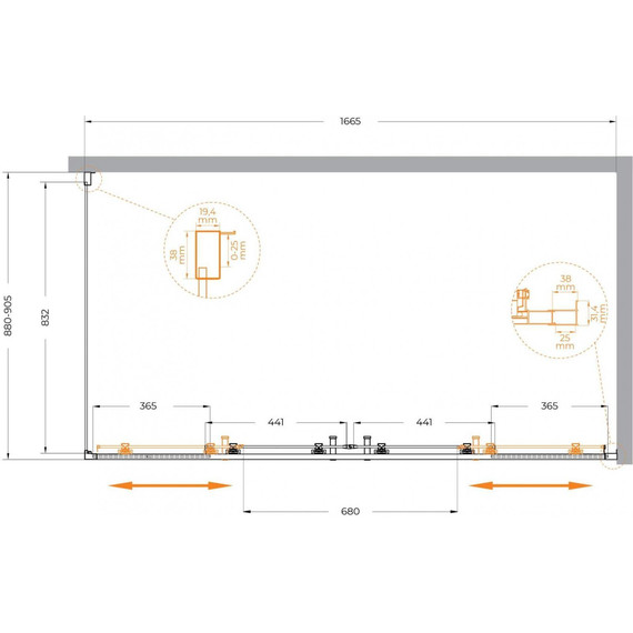 Душевое ограждение Cezares 170x90 см MOLVENO-AH-2/1-170/90-C-GM-IV, оружейная сталь/прозрачное - фото 6