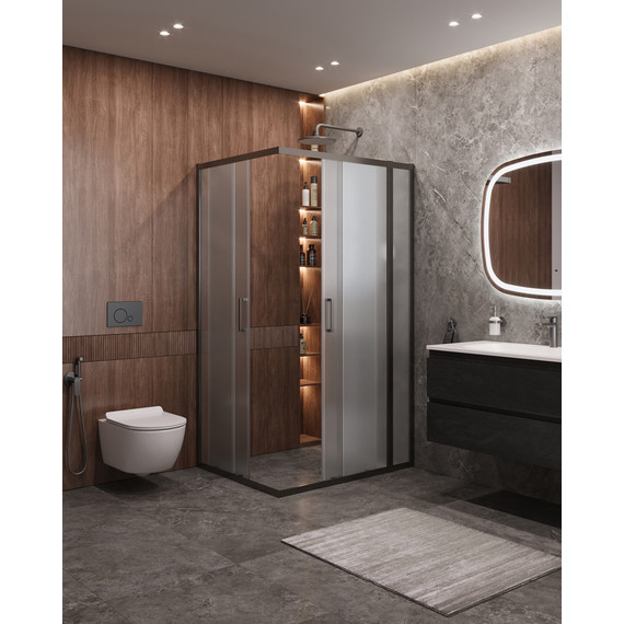 Душевое ограждение Cezares 110x90 см MOLVENO-AH-21-90+20-P-GM, оружейная сталь/матовое - фото 2