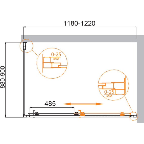 Душевое ограждение Cezares 120x90 см MOLVENO-AH-11-120/90-C-BORO-IV, брашированное золото/прозрачное - фото 6
