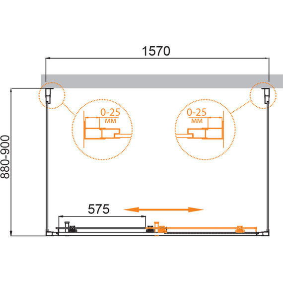 Душевое ограждение Cezares 160x90 см MOLVENO-AH-12-160/90-C-BORO-IV, брашированное золото/прозрачное - фото 6