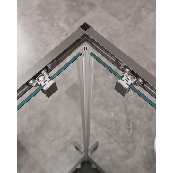 Душевое ограждение Cezares 130x130 см MOLVENO-A-22-100+30-C-GM-IV, оружейная сталь/прозрачное - фото 4