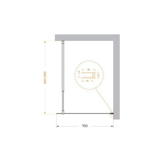 Душевая перегородка BelBagno 70 см KRAFT-L-1-70-C-NERO, чёрный/прозрачное - фото 2